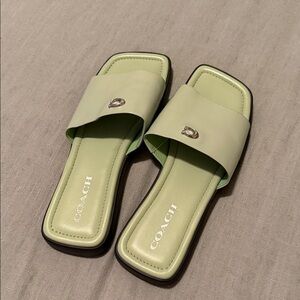 Coach Women's Mint Green Slide Sandals